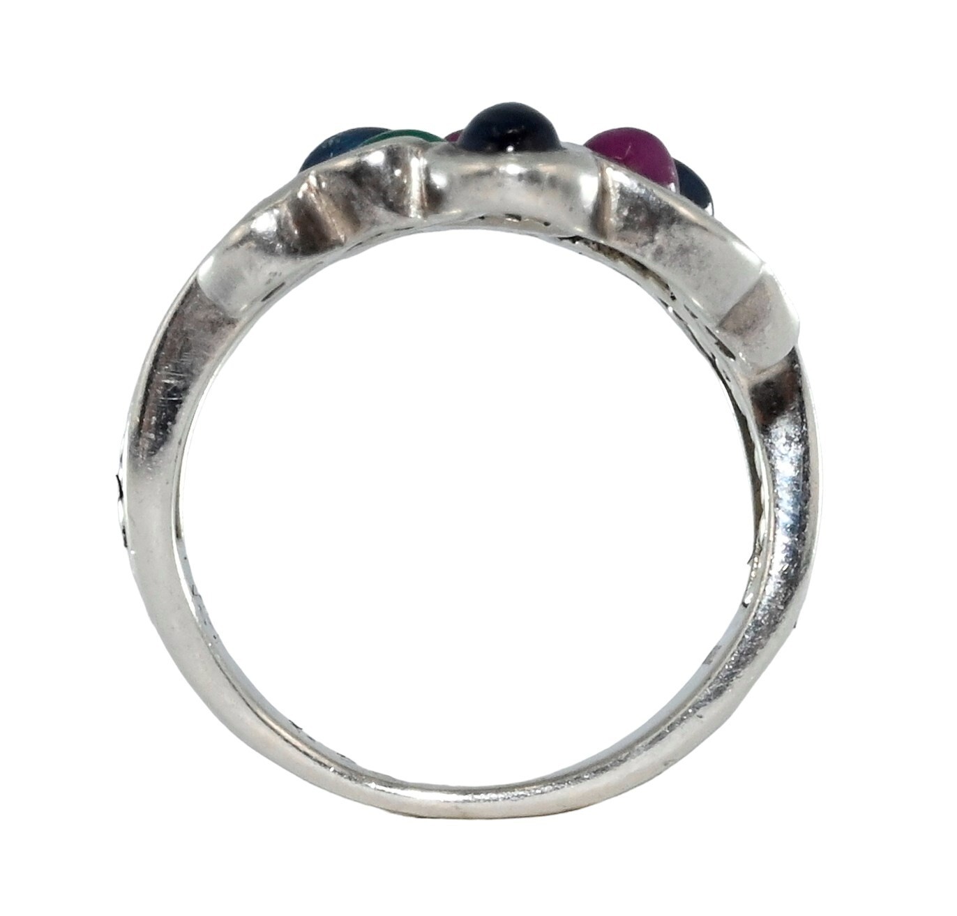 Paz Creations PZ Israel Sterling Silver 925 Ruby Sapphire Emerald Ring! Size 5!