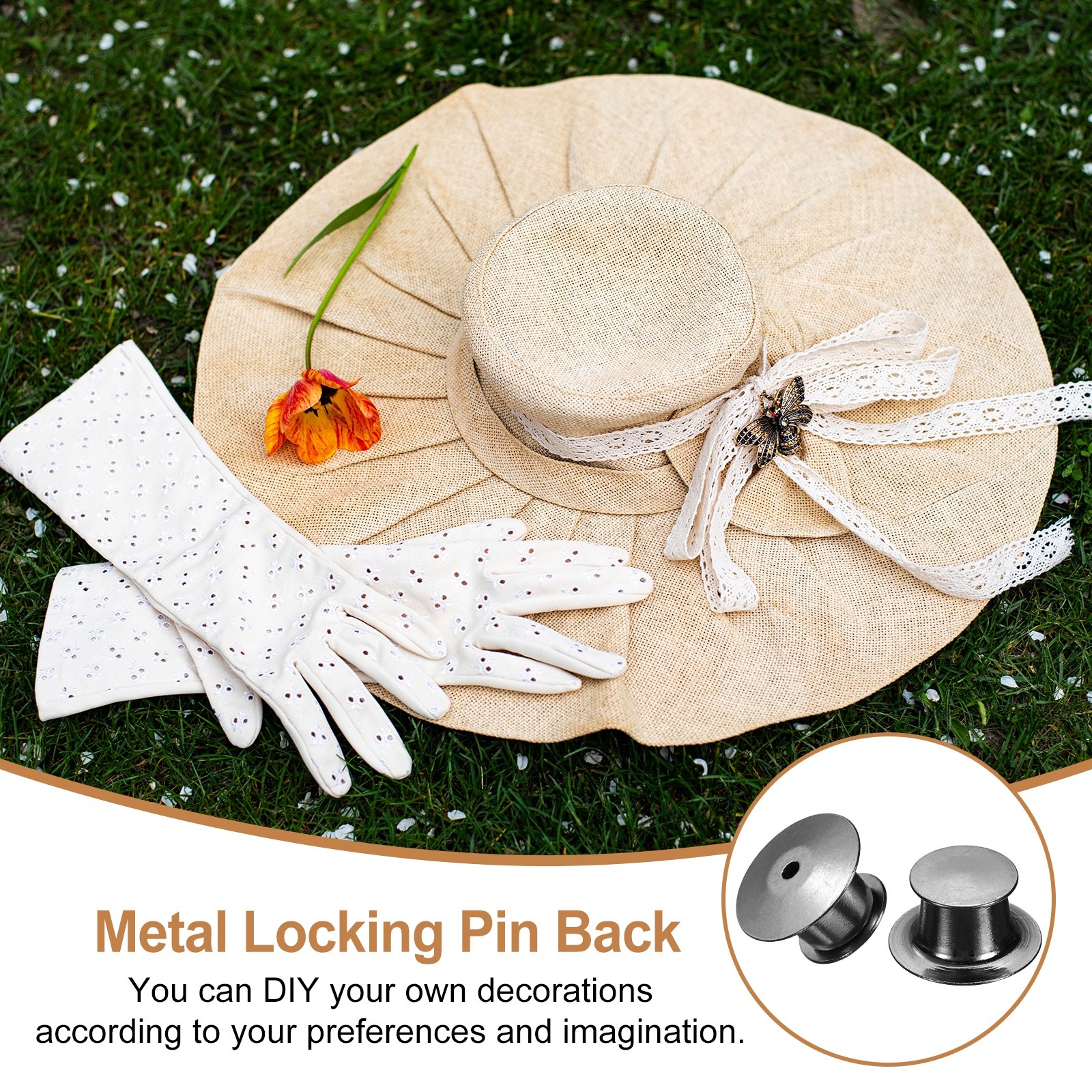 60Pcs Metal Locking Pin Backs, Pin Keepers Locking Clasp, Metallic Black