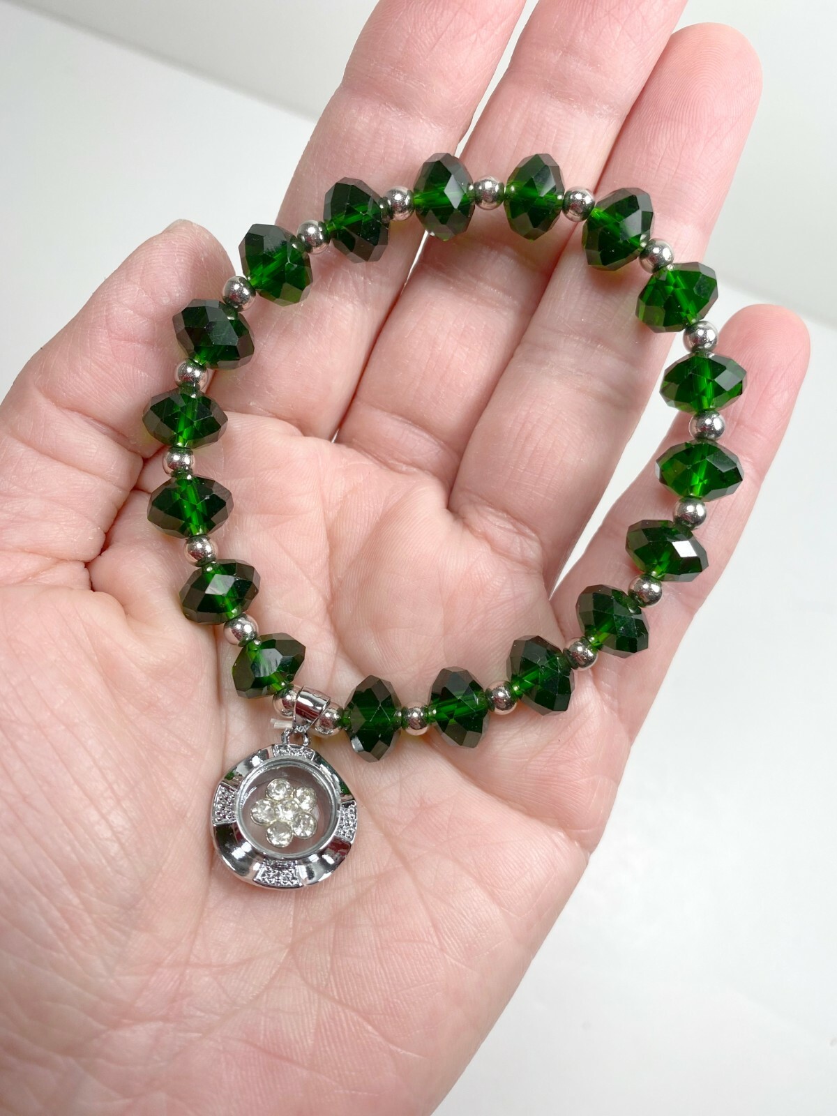 Birthstone Bracelet EMERALD Green Bracelet for Women Beaded Stretch May