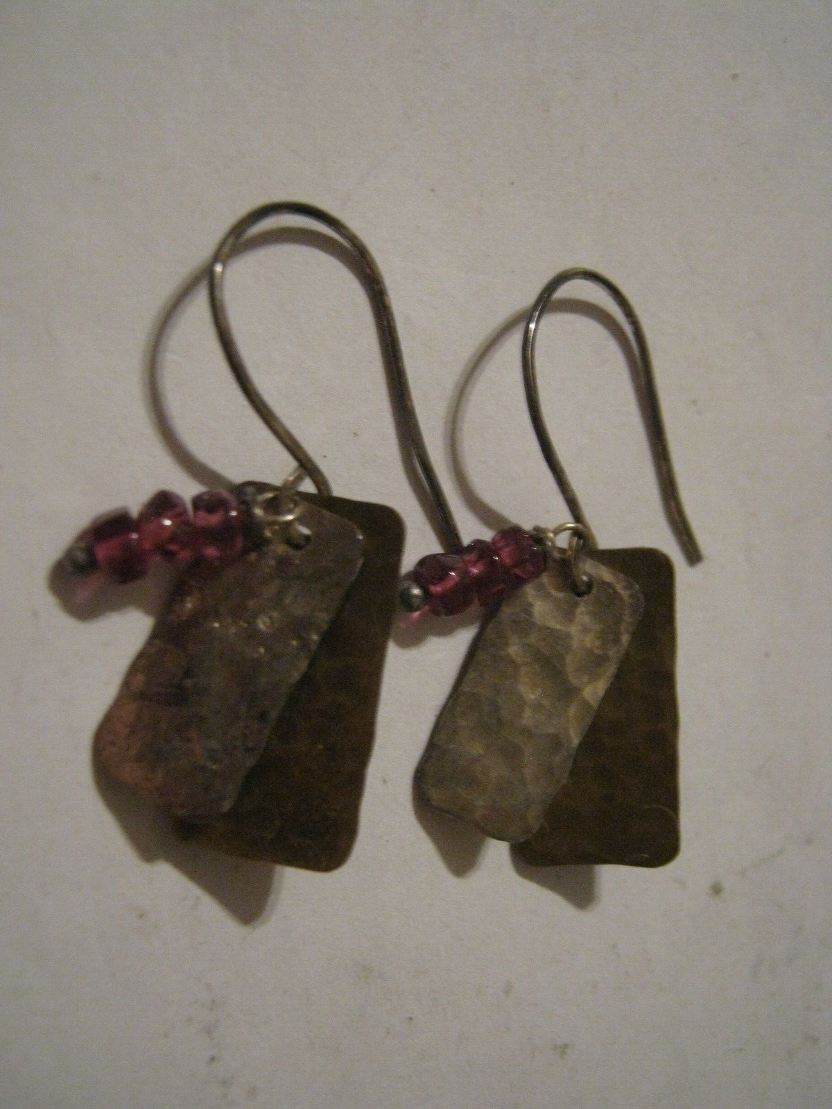 Robin Braun DREAMING BEE Handcrafted Sterling Silver Hook Earrings w/ Garnets