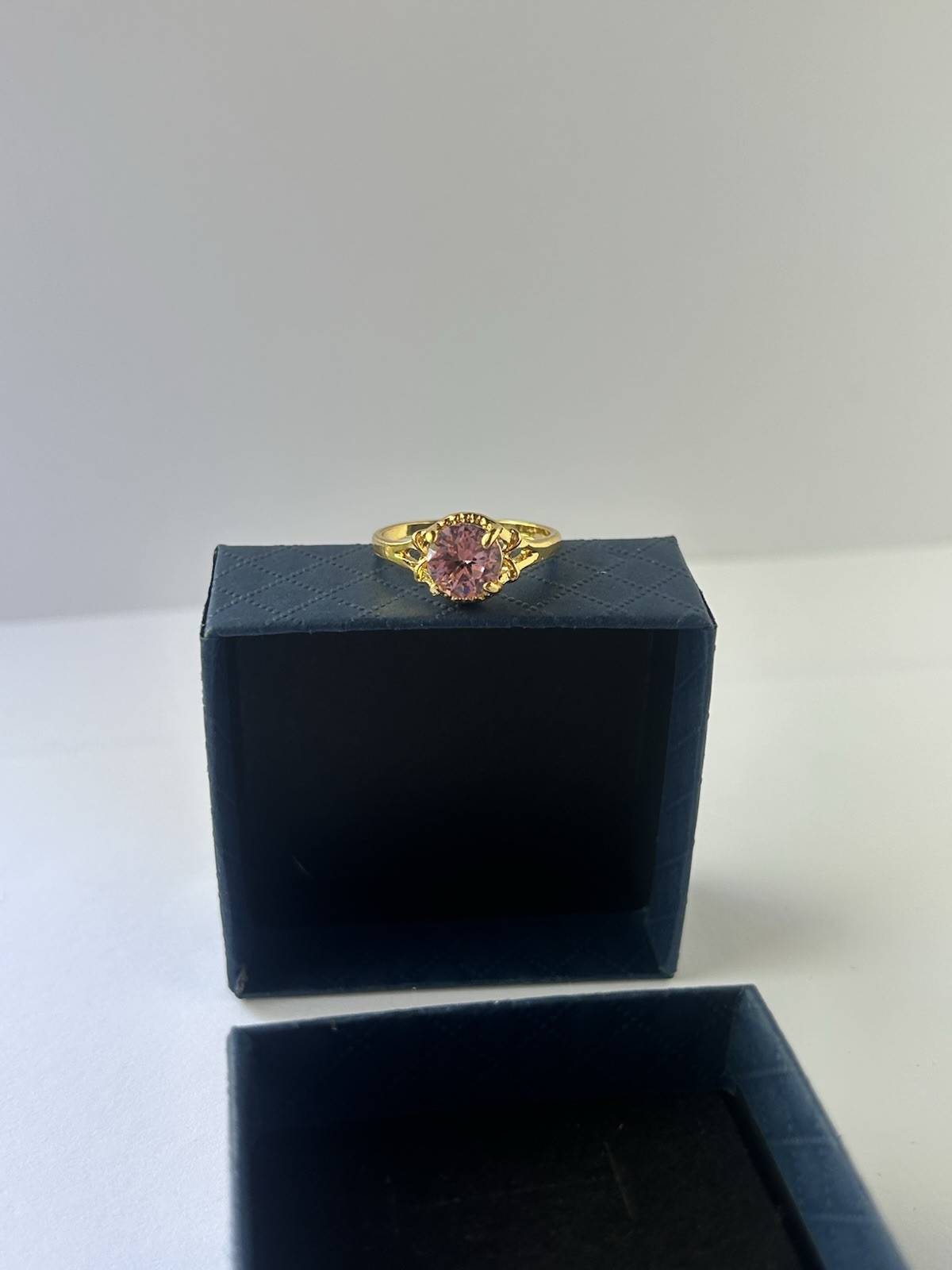 Vintage Pink Cubic Zirconia Ring Gold Plated Womens Size 9.5