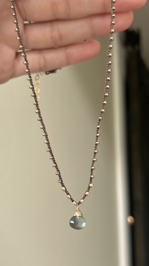 Pyrite Seed Bead Labradorite 14k Gold Filled Necklace Sundance Catalog $148