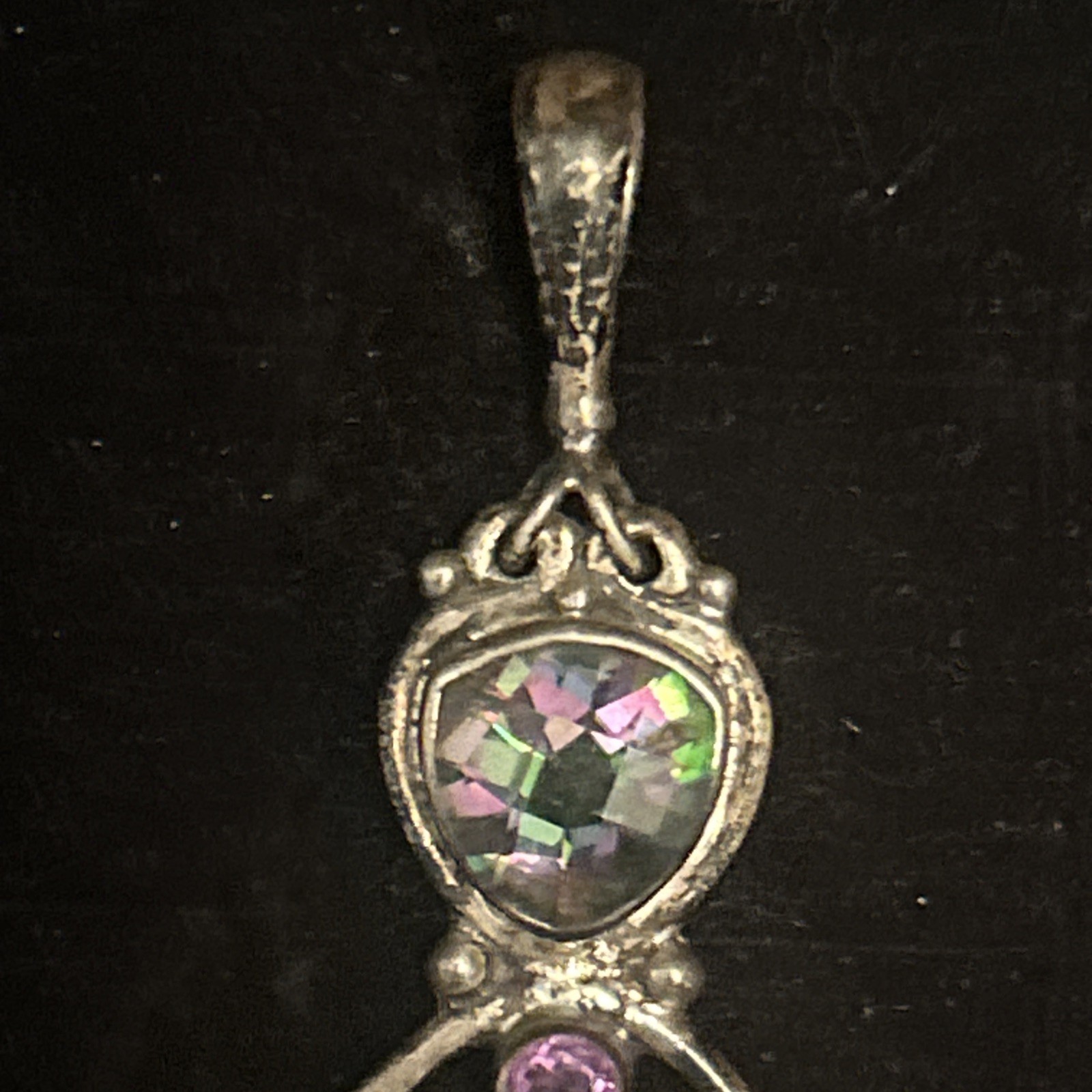 ALL SAJEN Sterling 925 Carved Amethyst Moon Face Pendant Jade Mystic Topaz WOW!