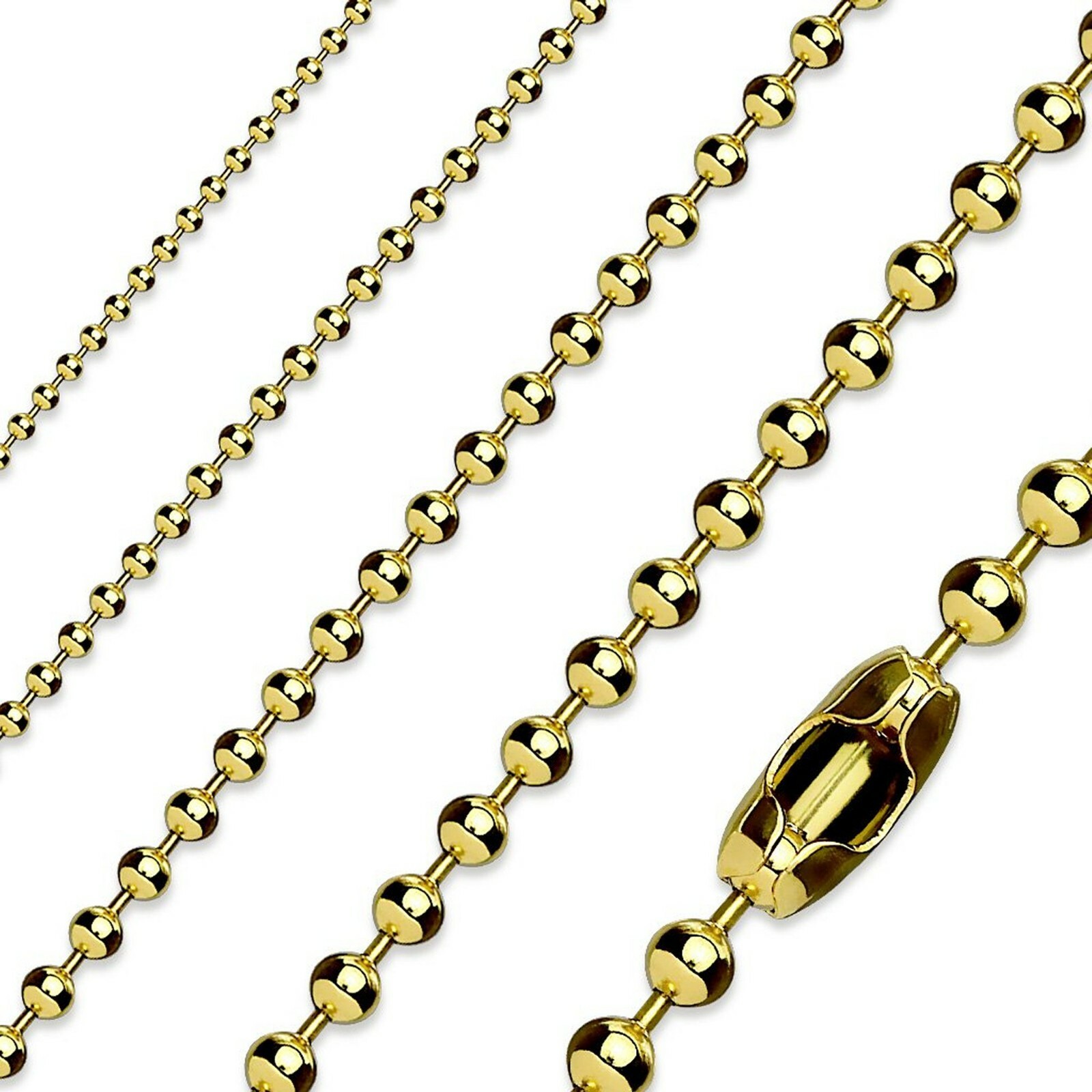 Black/Rose/Gold Ball Chain Stainless Steel Necklace 3-4mm 15-22 Inch Mens Womens