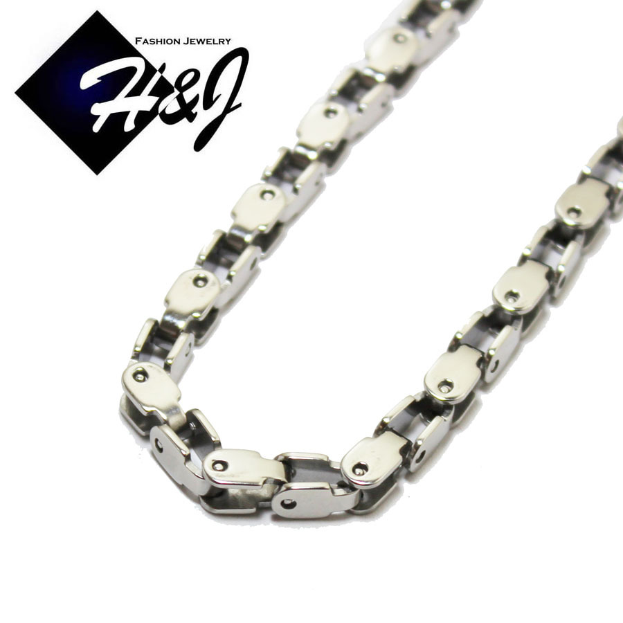 24″MEN’s Stainless Steel 5mm Silver Box Bike Link Chain Necklace