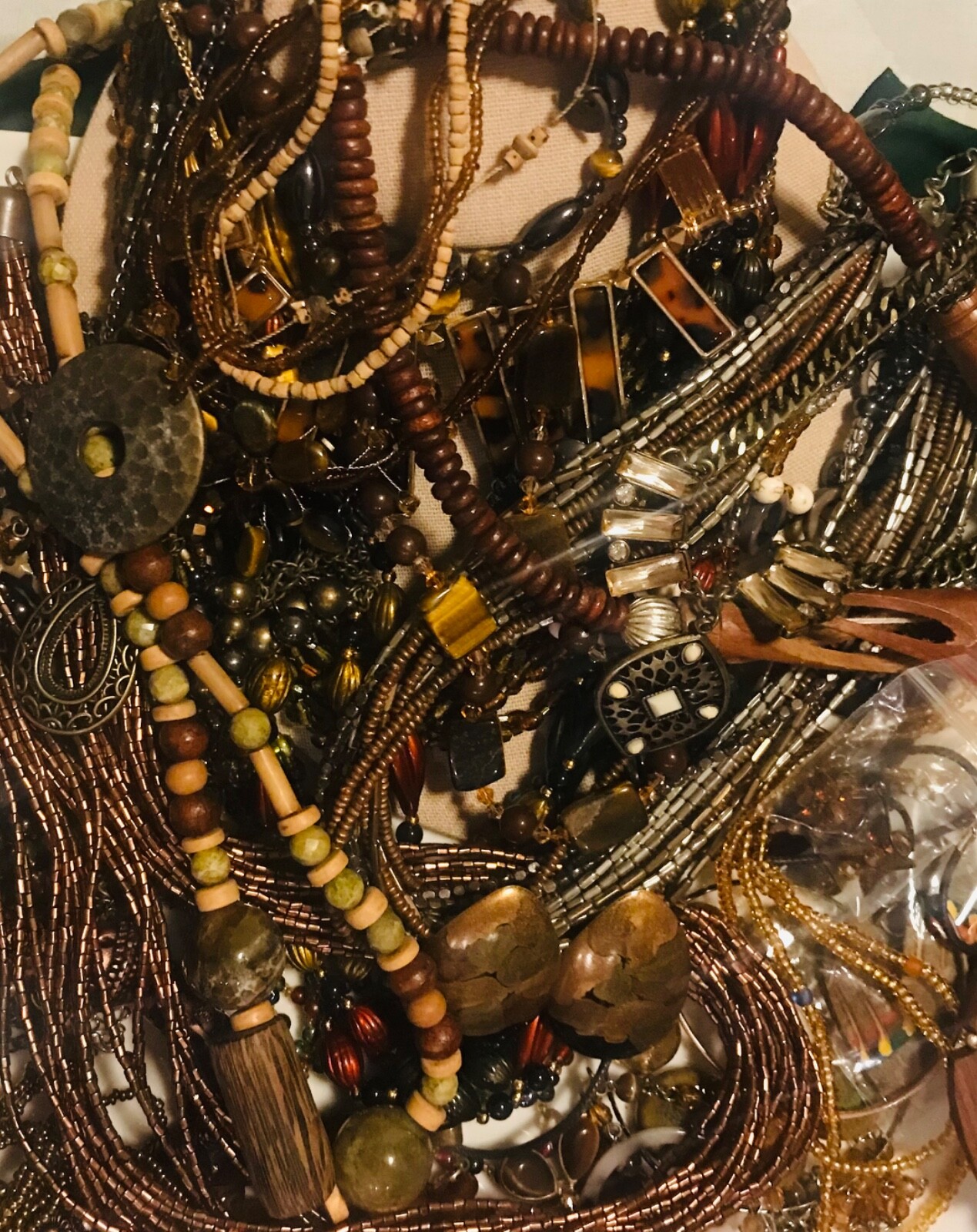 1/2LB Jewelry TREASURE Lot with Earthy & Warm Amber, Brown golden Autumn theme