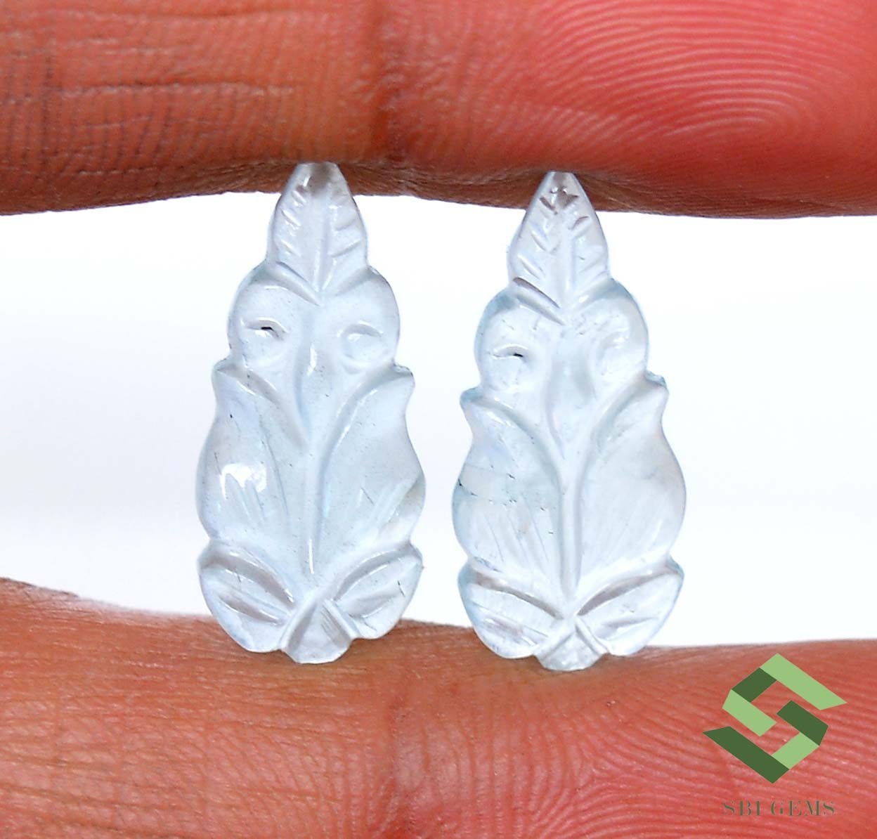 20×9 mm Natural Aquamarine Handmade Carving Pair 7.69 CTS Loose Gemstones