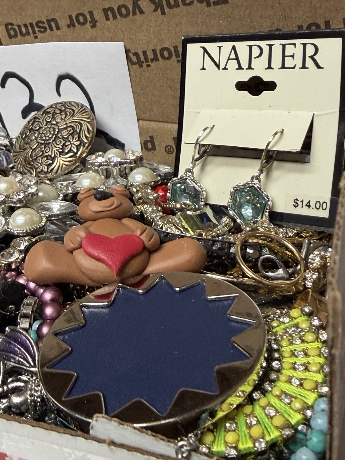 Vintage & Modern Some Signed Costume Jewelry Lot Full Small Priority Box # 132