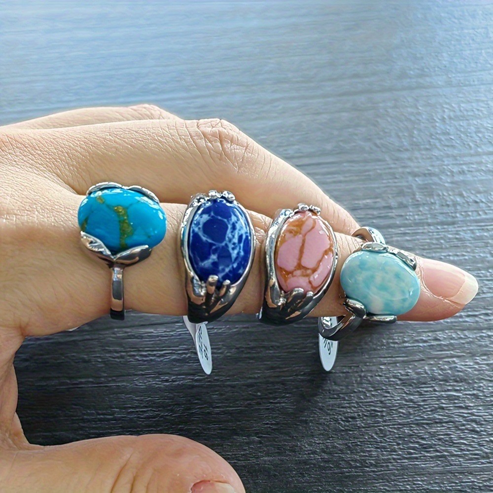 50/100Pcs Wholesale Lot Mixed Rings Malachite Rings Natural Stone Gemstone