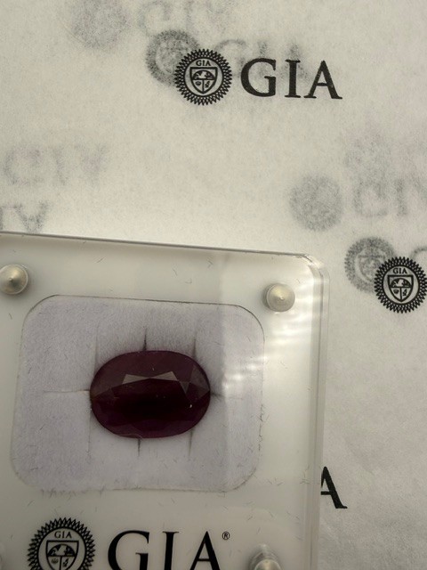 GIA Certified 15.03 Ct Natural Unheated Ruby Translucent Oval Purplish Red Gem
