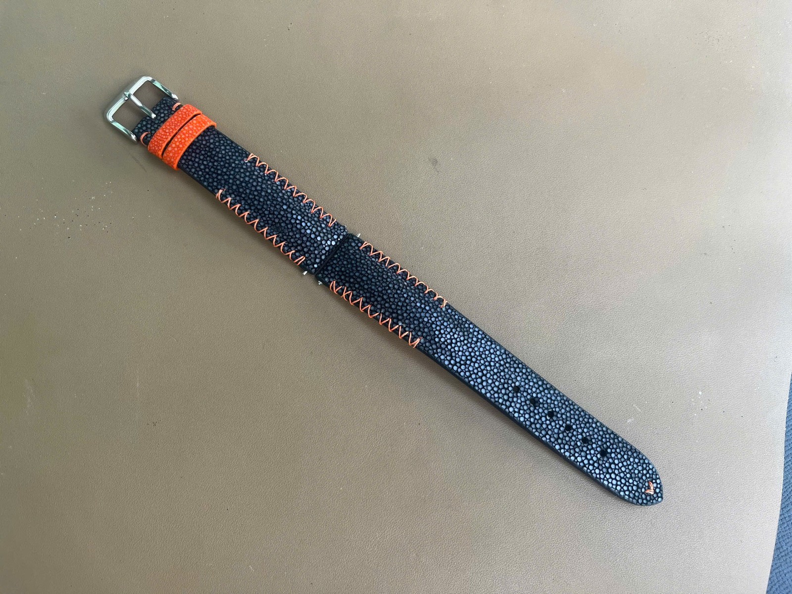 Black Stingray Leather Watch Strap Band 16 17 18 19mm 20mm 21mm 22mm 24mm 26mm