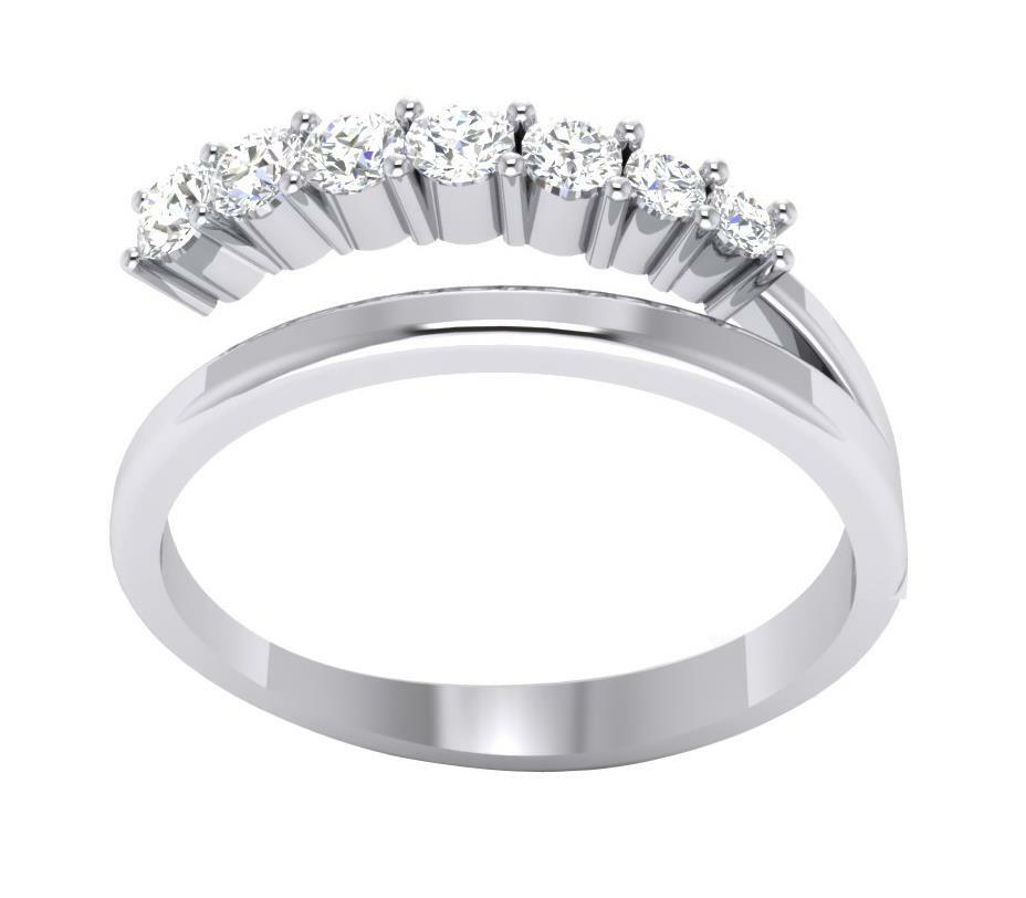 VVS1 F 0.35 Ct Natural Diamond 14K White Gold Anniversary Ring Prong Set 6.40mm