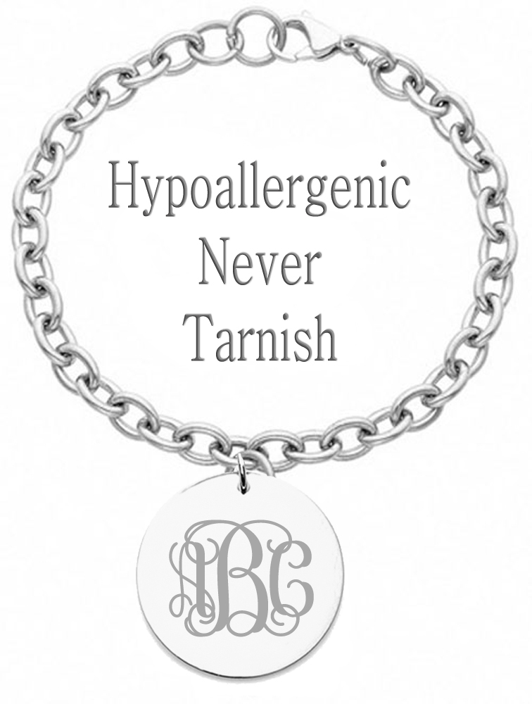 Personalized Monogram Initial Name Circle Charm Bracelet Gold Silver Stainless