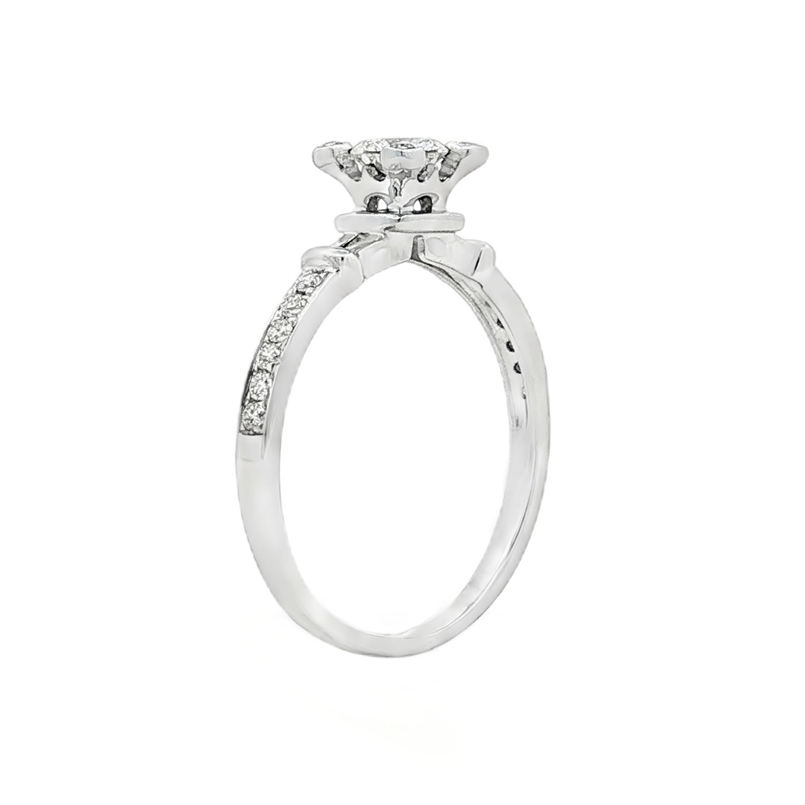18K White Gold Natural Diamond Straight Shank Size 5.25# Engagement Ring YSD0017