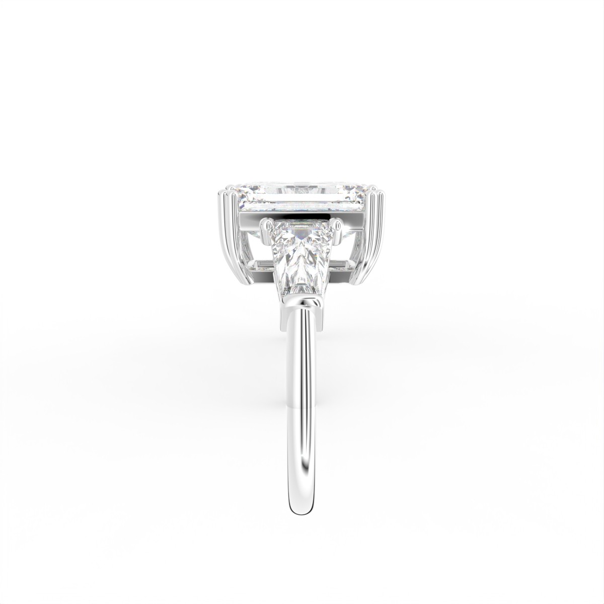 18K White Gold Crisscut Emerald Lab Grown Diamond Engagement Ring 5.27ct