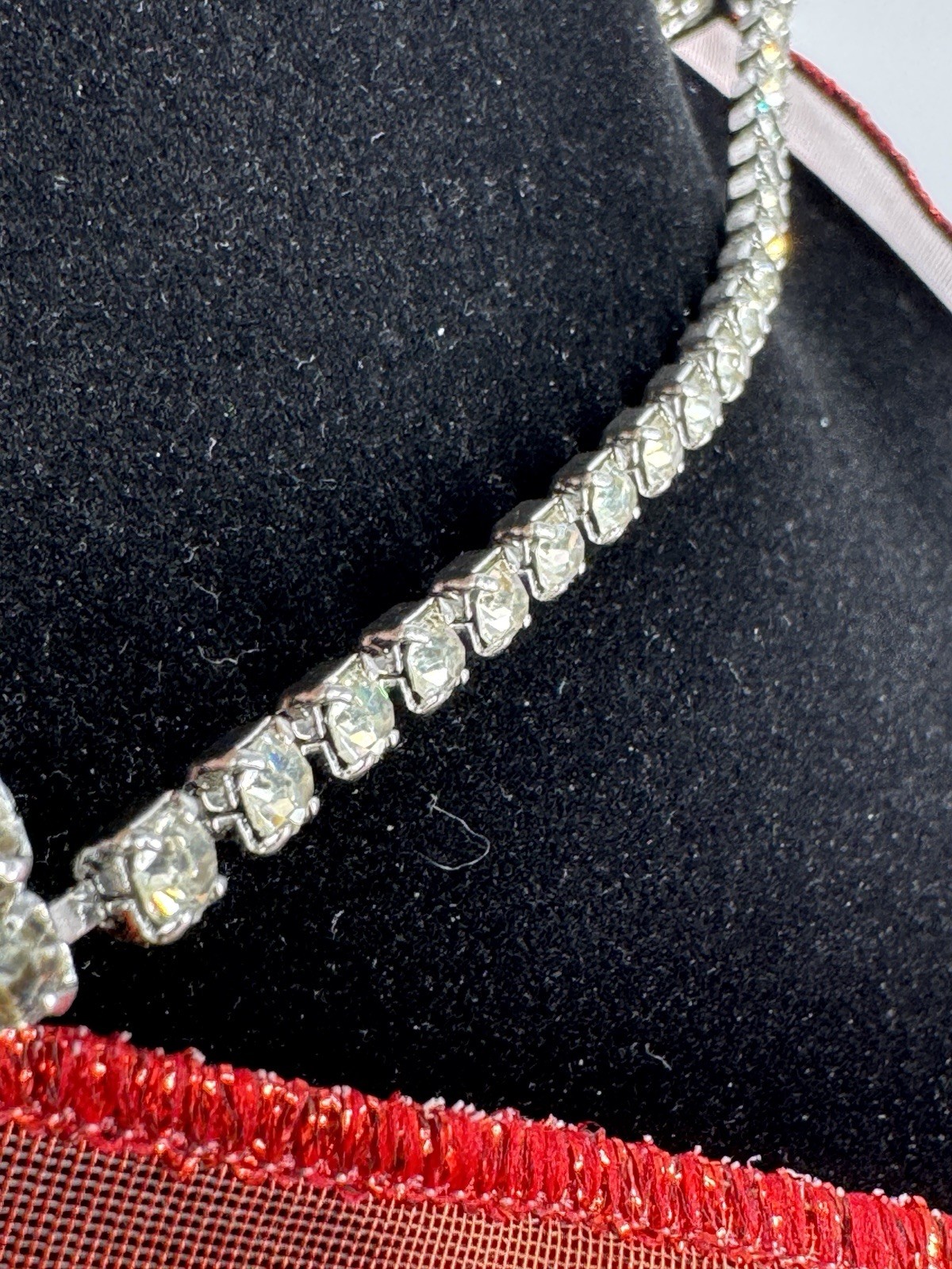 Vintage 50s 60s Sweater Clip ALL Rhinestones 6.75″ w box