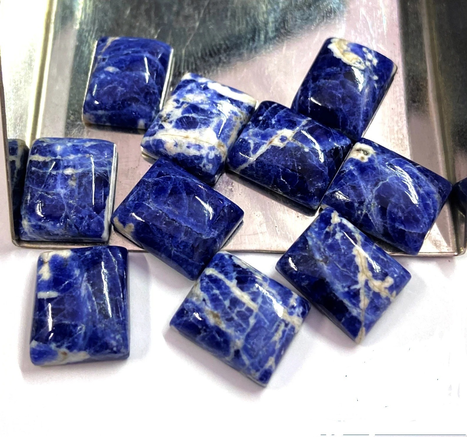 Natural Sodalite Rectangle Cabochon 6x8mm To 20x25mm Loose Gemstone
