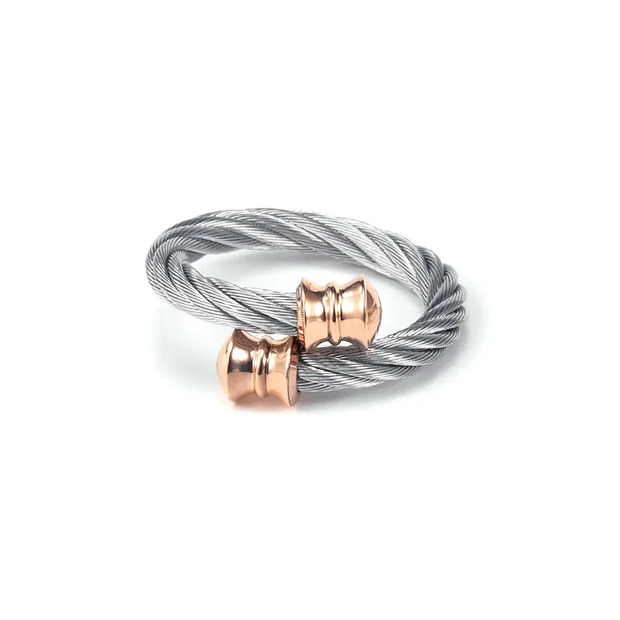 Charriol Celtic Urban Stainless Steel and Rose Gold Ring – Size M