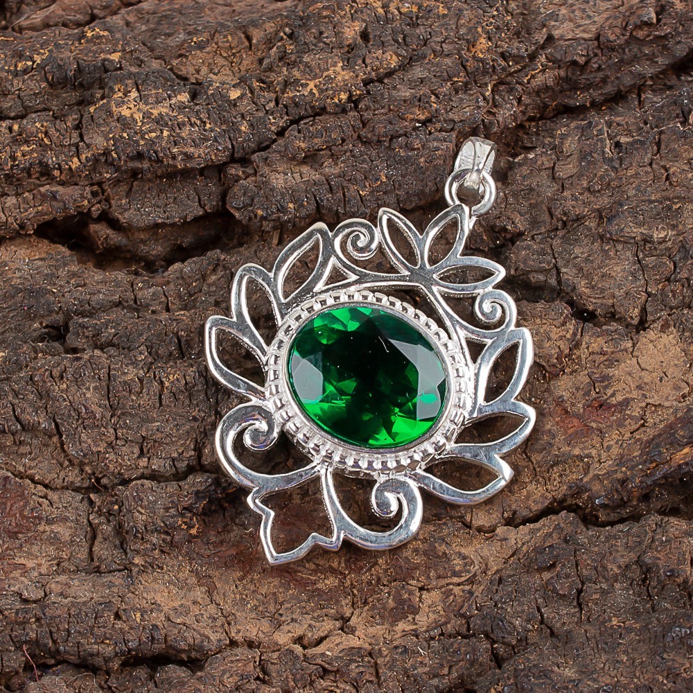 Chrome Diopside Gemstone 925 Sterling Silver Pendant Handmade Jewelry Gift For