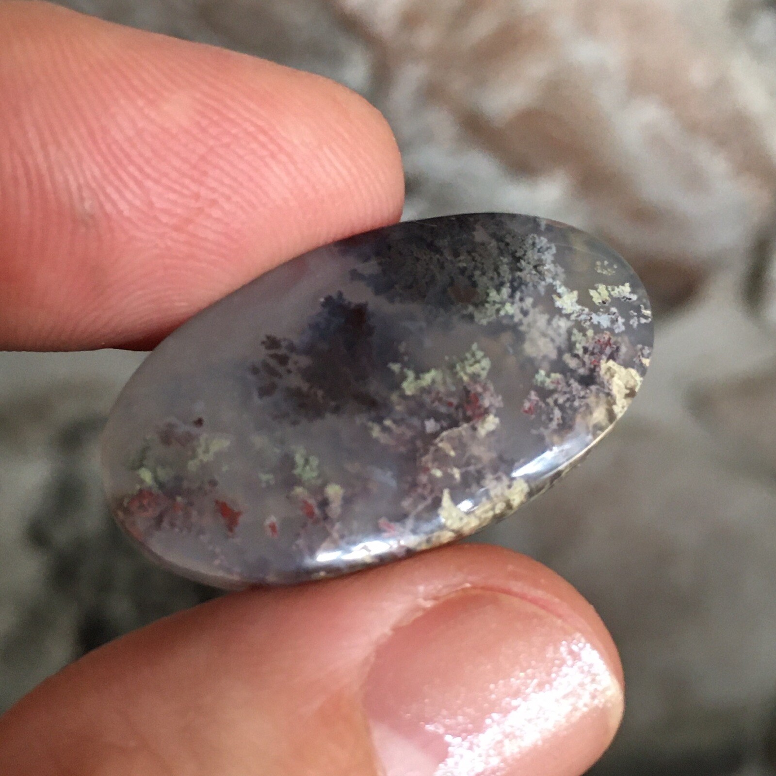 28.5x16x4.9mm Fine Garden Moss Agate Oval Cabochon Loose Picture Stone