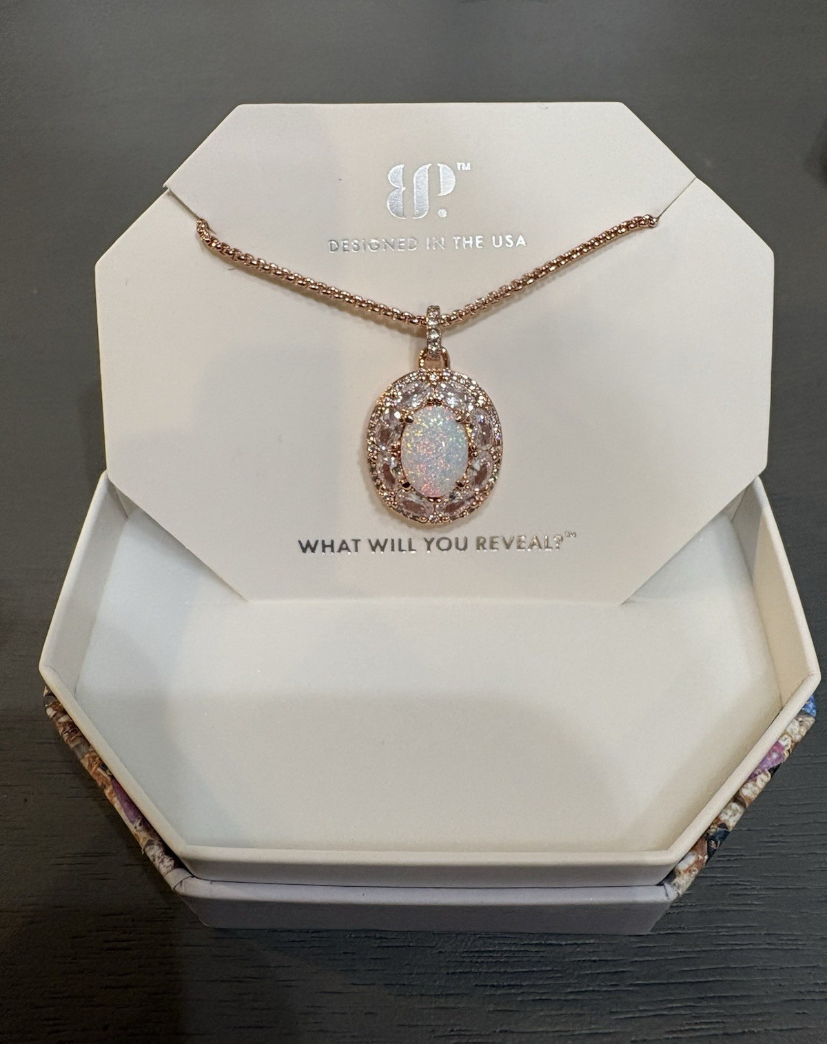 BP NK63992 Kissed By Clarity Lab Grown Milky White Opal Rose Gold Plating