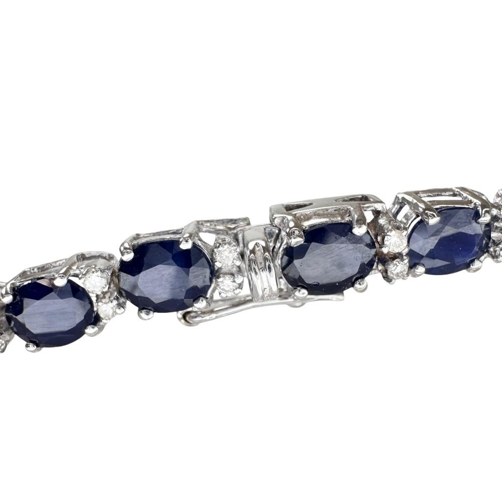 sapphire 10.00ct diamond 0.40ct bracelet K18WG white gold 11.0g 6.9″ Women