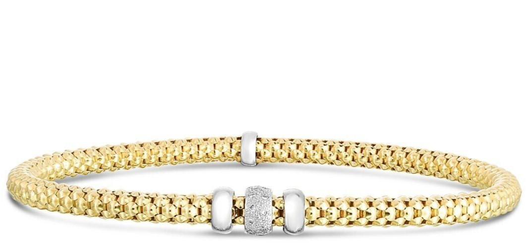 Phillip Gavriel 14k Yellow Gold Popcorn Stretch Diamond Bracelet 3 mm 5.5 Grams