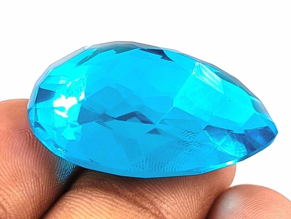 Natural Blue Topaz Pear Cut 71.52 Ct Certified Jewelry Making Stone