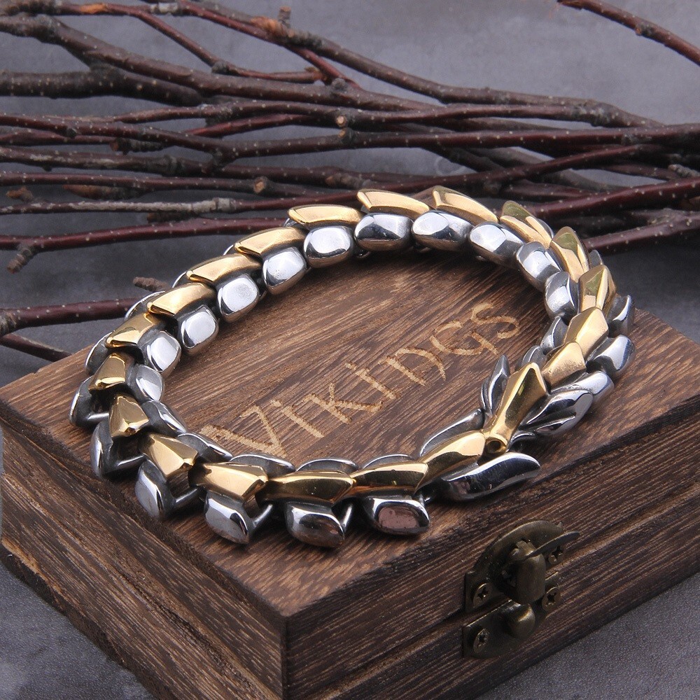 Viking Bracelet Ouroboros Vintage Punk Stainless Steel Fashion Jewelry For Mens