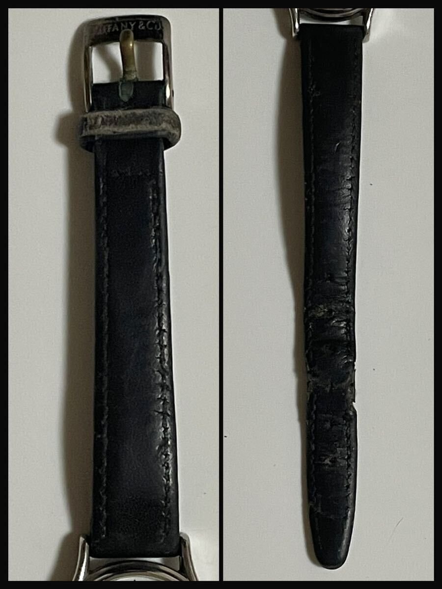Tiffany & Co. Classic Round Watch Roman Numeral/Date Black Strap W/W02