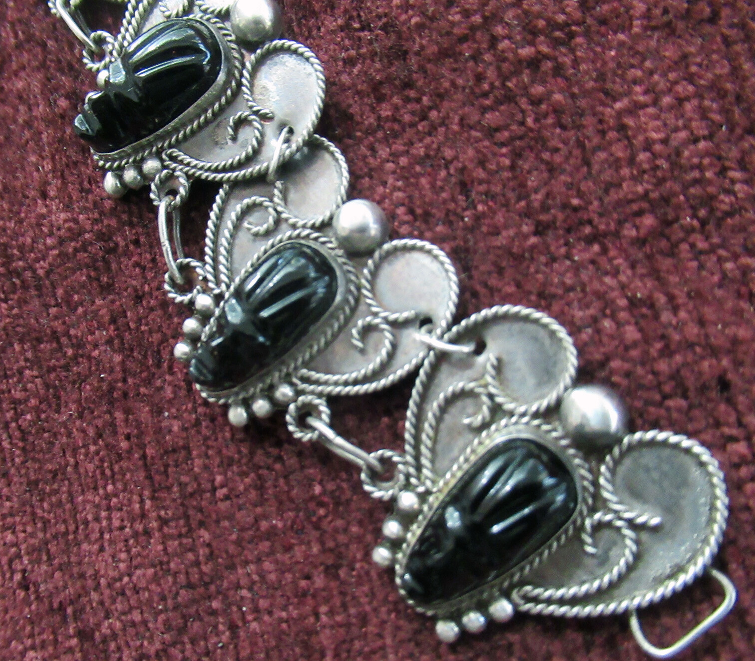 VINTAGE MEXICO STERLING BRACELET – 6 1/4 INCH WRIST, 1 INCH WIDE