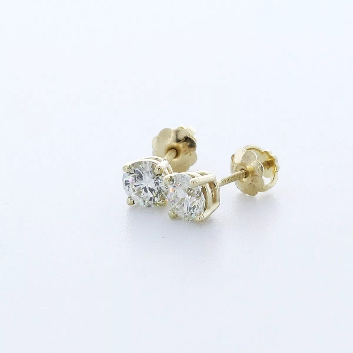 Stud Earrings Classic Solid 14K White Gold 1.26 CT Round Natural Diamond H SI2