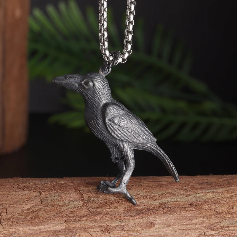 Fashion Jewelry Mythology Odin Raven Bird Pendant Necklace Chain 599