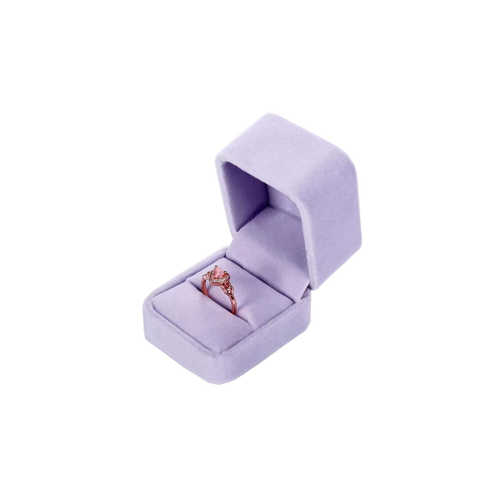 FAYADA Velvet Ring Box Classical Bearer 2.16x2x1.77 inches, Light Purple