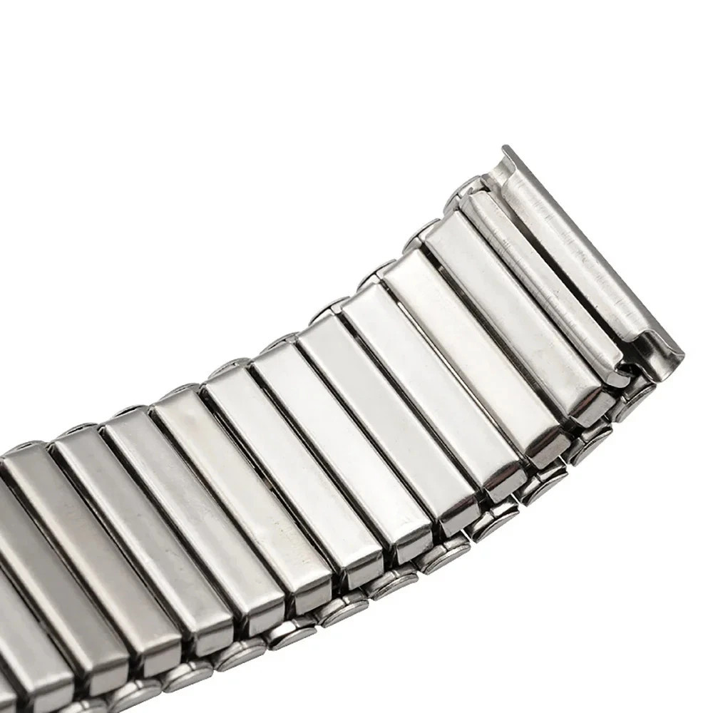 12 14 16 18 20 22mm Stainless Steel Elastic Strap Polished Band Metal