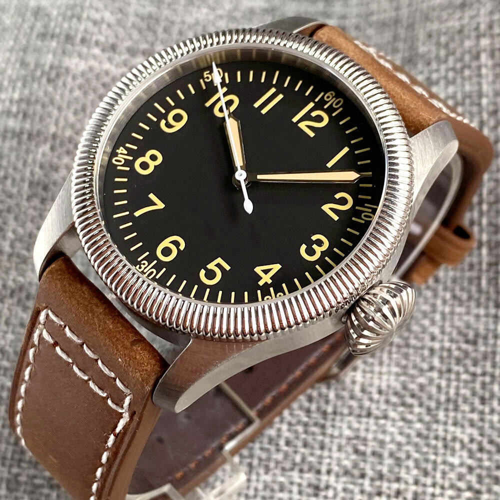 Tandorio 39mm Coin Bezel Pilot Black/Beige 20ATM Diver NH35 Automatic Men Watch