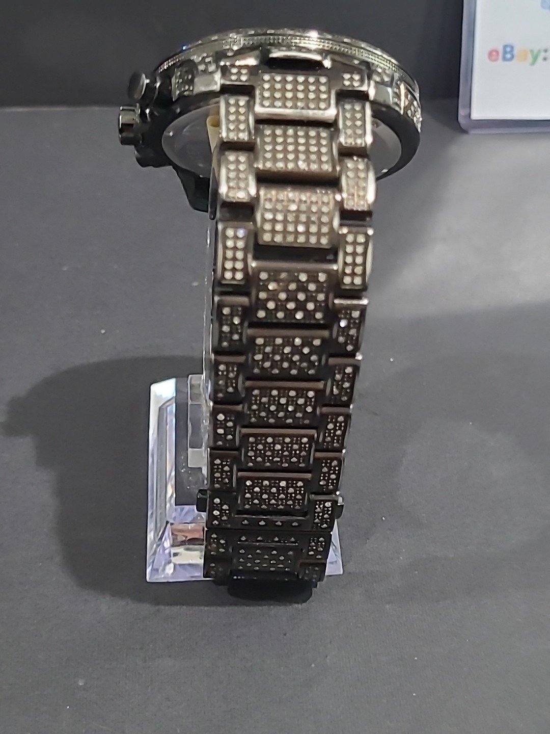 Techno Com by KC Diamond Chronograph series. 47mm iced-out pave checkerboard