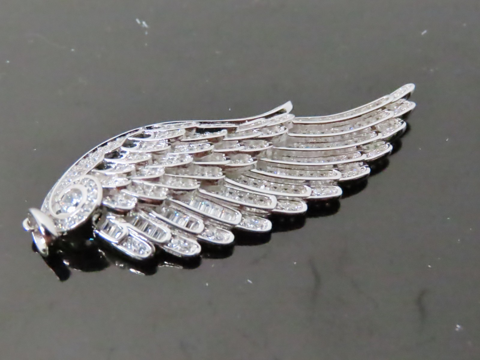 Sterling Silver 925 Angle Wings Simulated Diamonds
