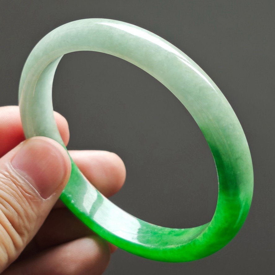61mm Burma Natural Emerald Icy Green Jade Jadeite Bracelets Jade Bangle 4021