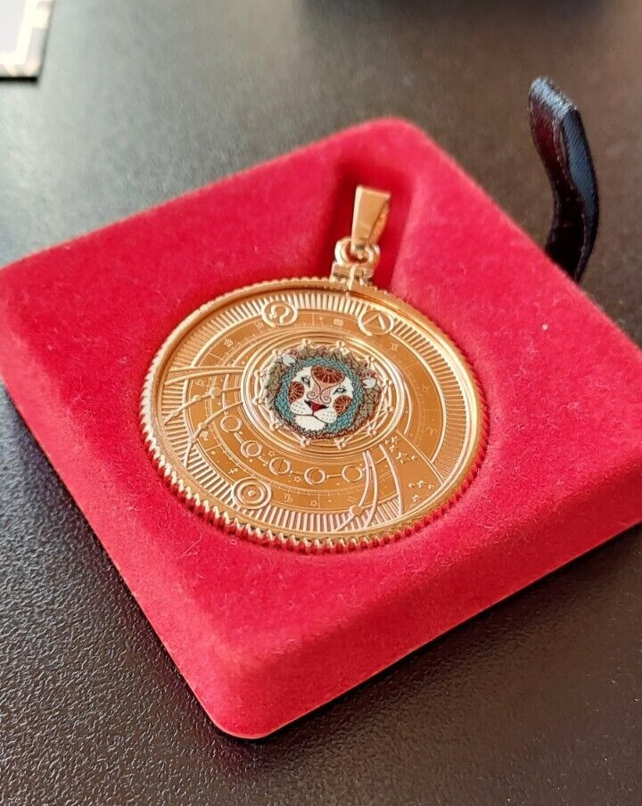 LEO Zodiac Pendant .999 Silver Coin Rose Gold Plated Limited Edition Free Ship