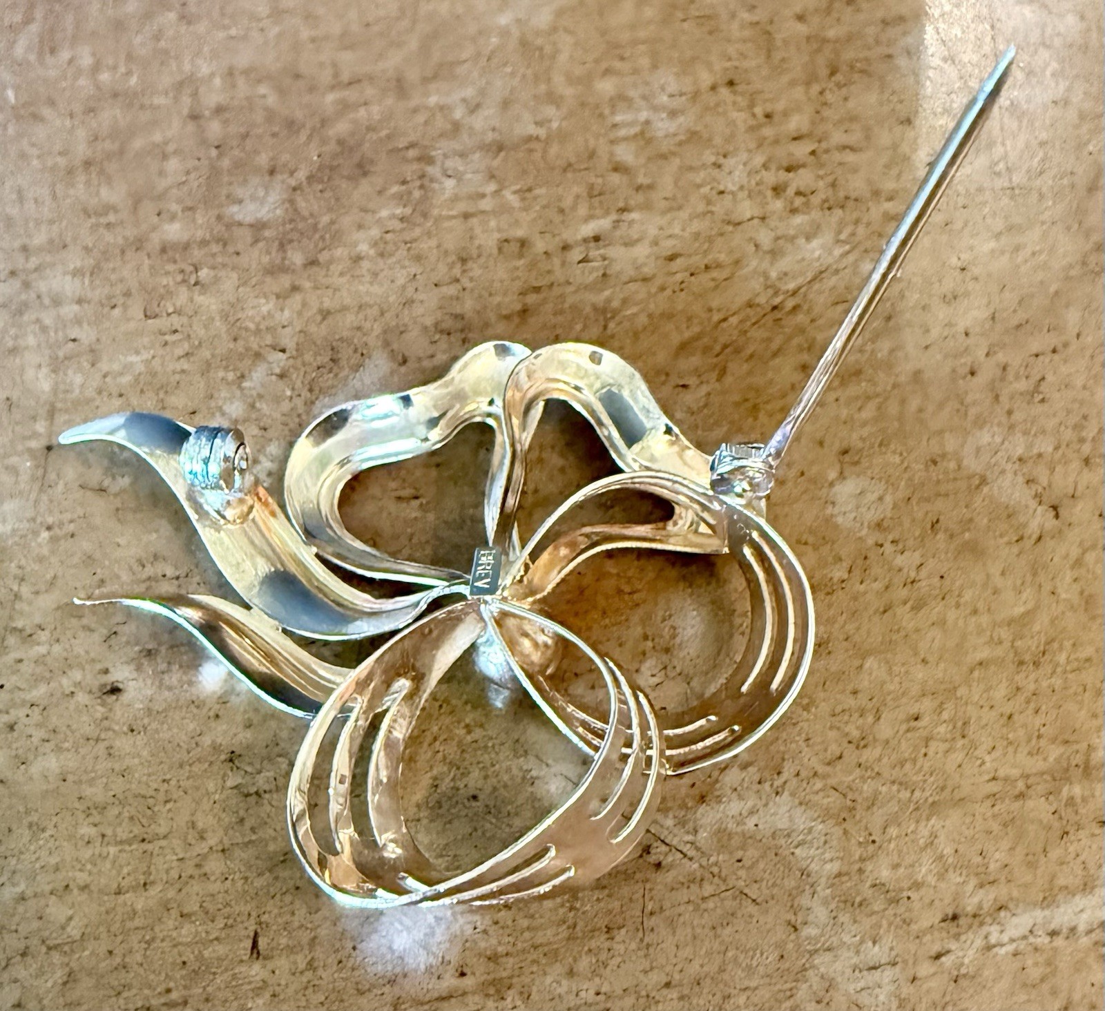 Vintage UNOAERRE 18K Gold Brooch Pin 750 AR BREV Italy 6.27g