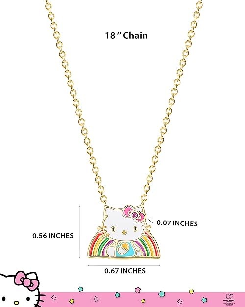 Hello Kitty Sanrio Women’s Rainbow Necklace 18″ 18kt Gold Flash-Plated Necklace