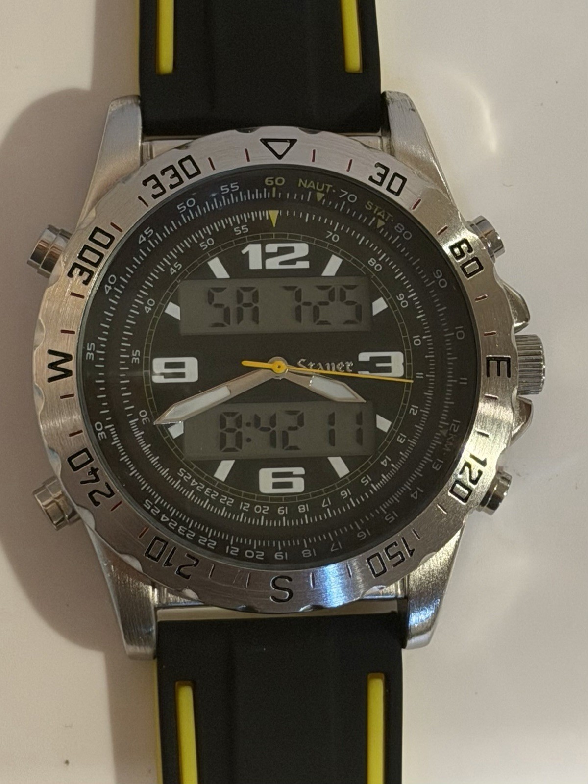 Men’s STAUER Centurion Hybrid Chrono 20409 Watch Stainless Steel Analog/Digital