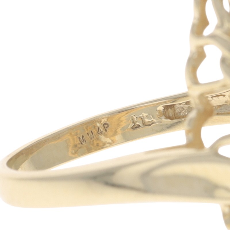Yellow Gold Diamond Cluster Cocktail Bypass Ring – 10k Single 1.00ctw Floral