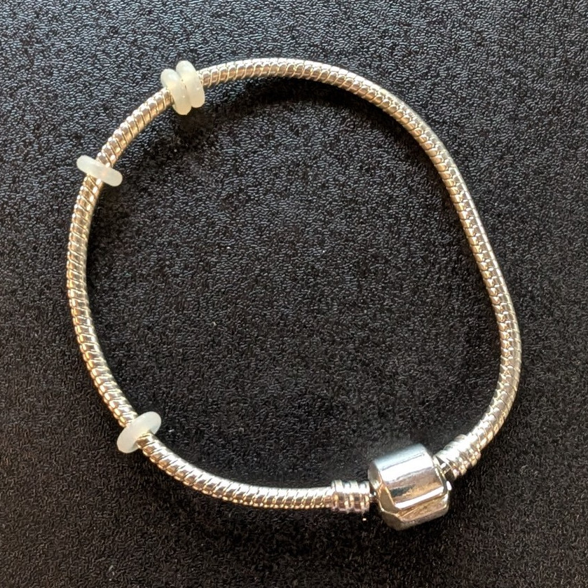 Silver Tone Snake Chain Charm Bracelet Metal Barrel Clasp Charms Not Included
