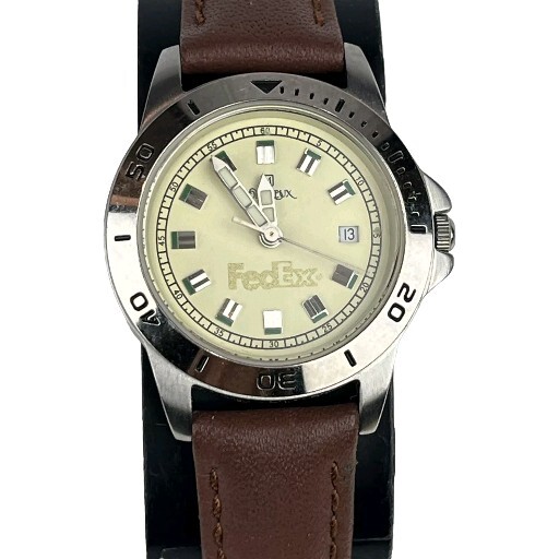 Montreux Women’s Watch FED EX LOGO Silver Tone Case Brown Leather New Battery