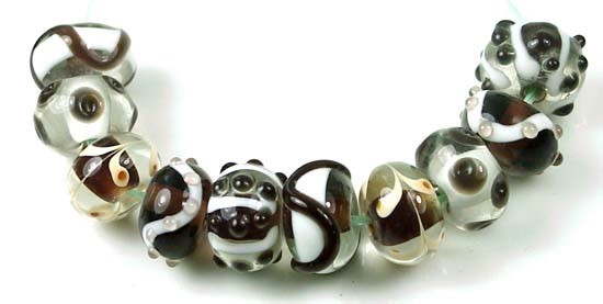 10 Lampwork Handmade Glass Coffee Brown Rondelle Beads