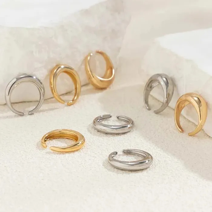 8Pcs Adjustable Vintage Gold Water Drop Mood Tracker Rings for Women Jewelry