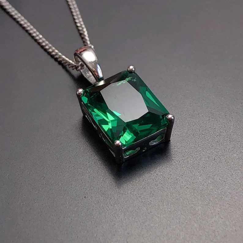 Elegant Mens Emerald Pendant 925 Sterling Silver Ring Gift Jewelry Gift Pendant