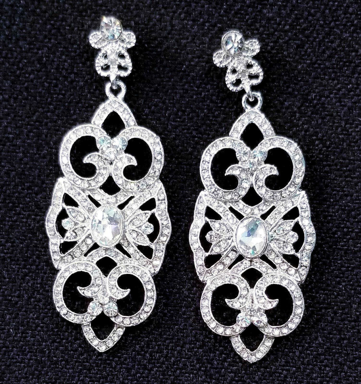 Chandelier Drop Dangle Earrings Rhinestone Austrian Crystal 2.8 in Clear